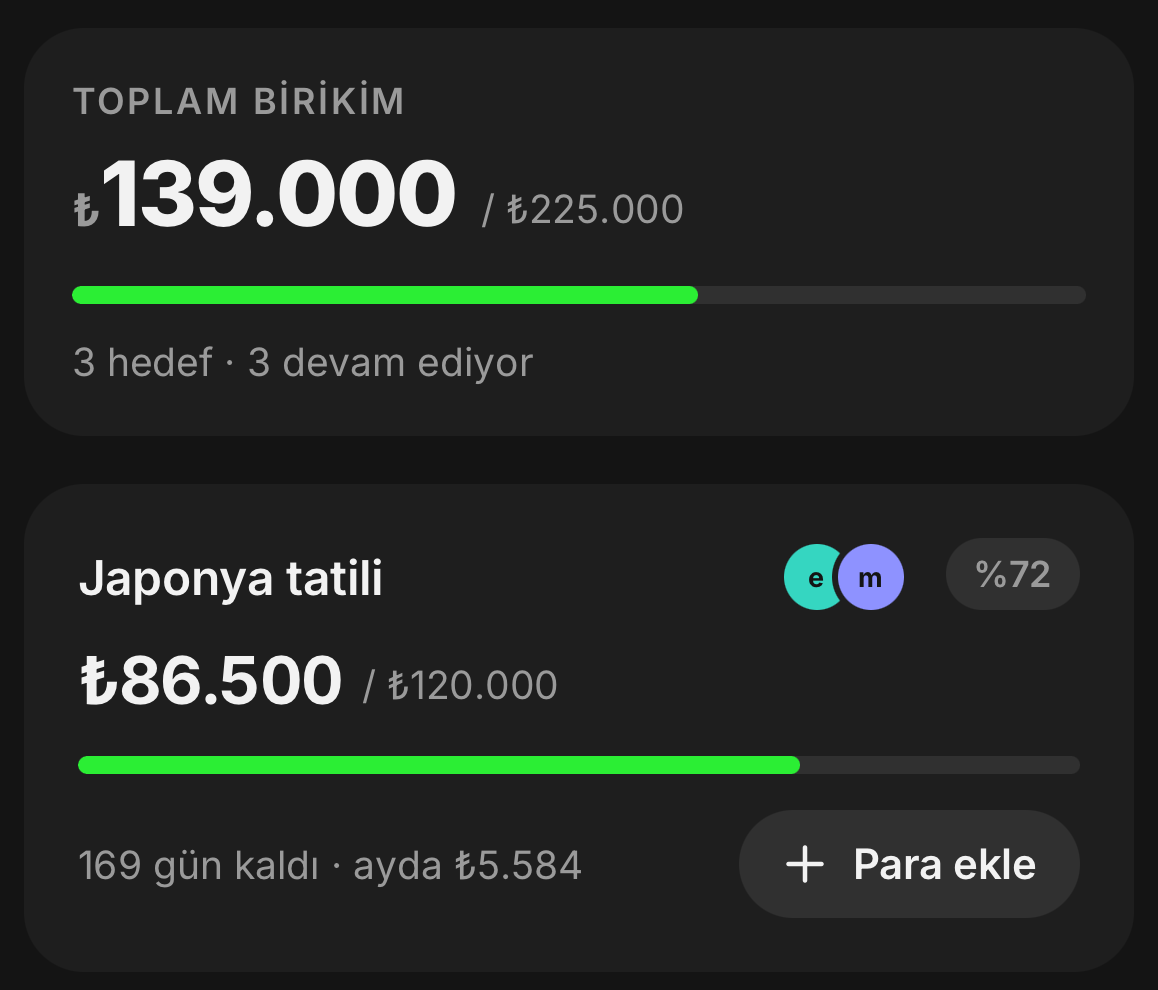 finwe’de toplam birikim ve ilerlemesiyle ortak bir hedef.