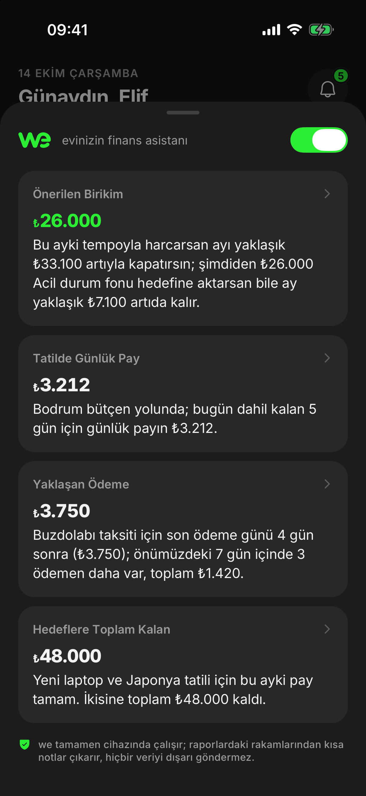 finwe’de “we” asistanının notları.